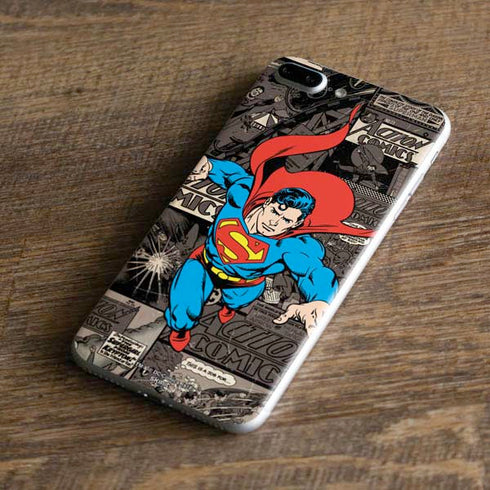 DC Comics Superman Vintage Action pose pattern iPhone 8 Plus Skin
